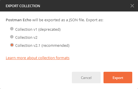postman select version